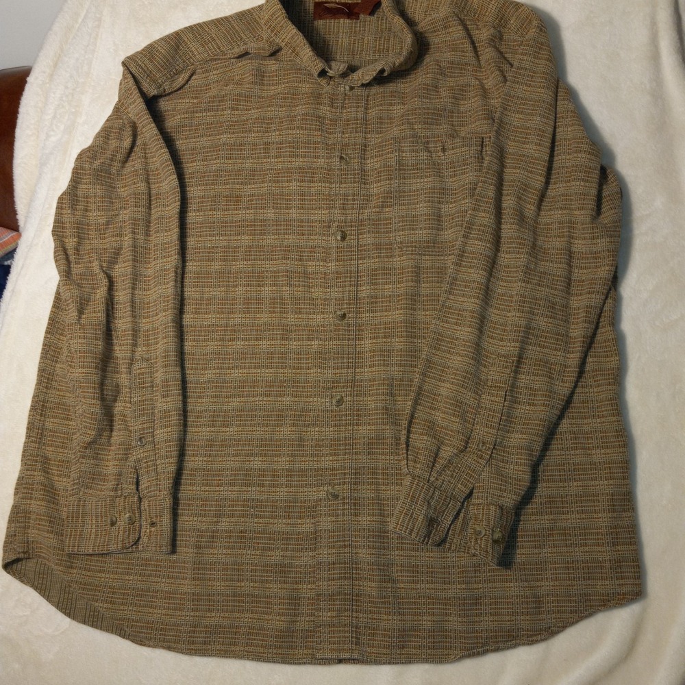 Bob Timberlake Shirt Mens 2XL Long Sleeve Button Up TAN-CREAM Plaid